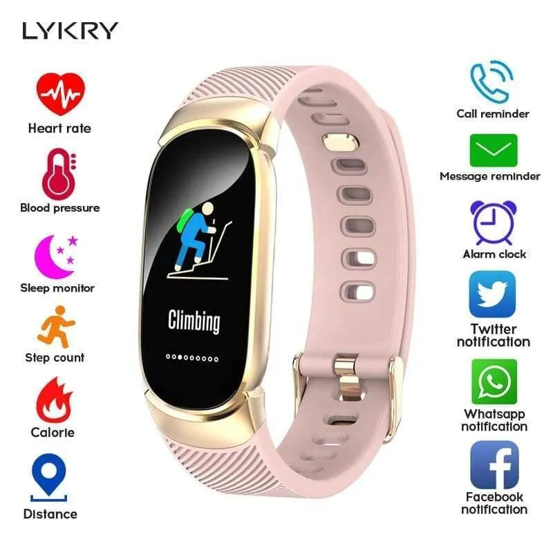 Frauen Smart Watch Sport Schrittzähler Smartwatch Blutdruck Sauerstoff Pulsmesser Fitness Tracker Anruf Alarm Erinnerung