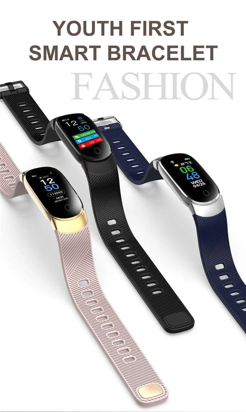Frauen Smart Watch Sport Schrittzähler Smartwatch Blutdruck Sauerstoff Pulsmesser Fitness Tracker Anruf Alarm Erinnerung
