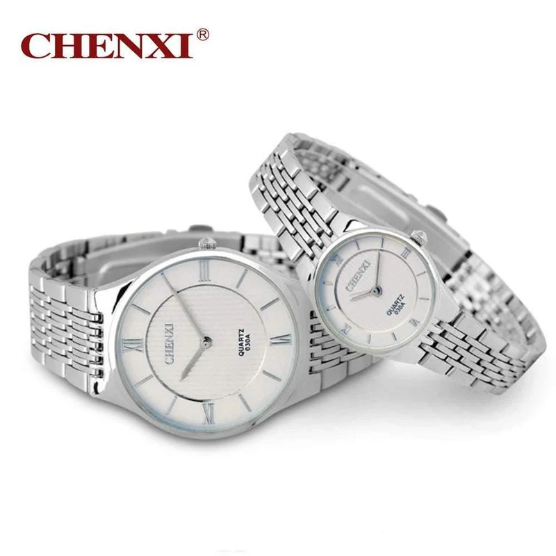Herren Damen Paar Armbanduhr Quarz Stunden Business Dünn Mode Kleid Kette Armband Liebhaber Mädchen Junge Weihnachten Geburtstagsgeschenk