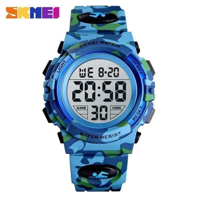Mode Kinder Uhren Sport kinder Uhr 5bar Wasserdicht Bunte Lichter 12/24 Stunde Camouflage relogio infantil 1548 Junge