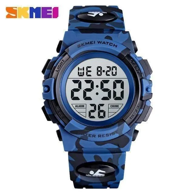 Mode Kinder Uhren Sport kinder Uhr 5bar Wasserdicht Bunte Lichter 12/24 Stunde Camouflage relogio infantil 1548 Junge