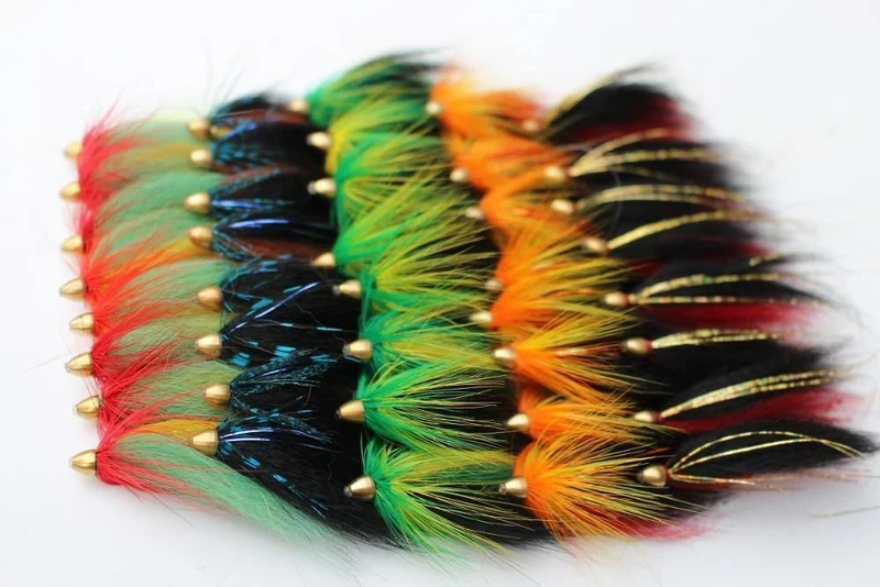 40 PC / Los Kegel-Hauptrohr-Fliege 5 sortierte Farben-populäres Luftschlangen-Fliegen-Lachsforelle Steelhead-Fliegen-Fischen fliegt die eingestellten Köder