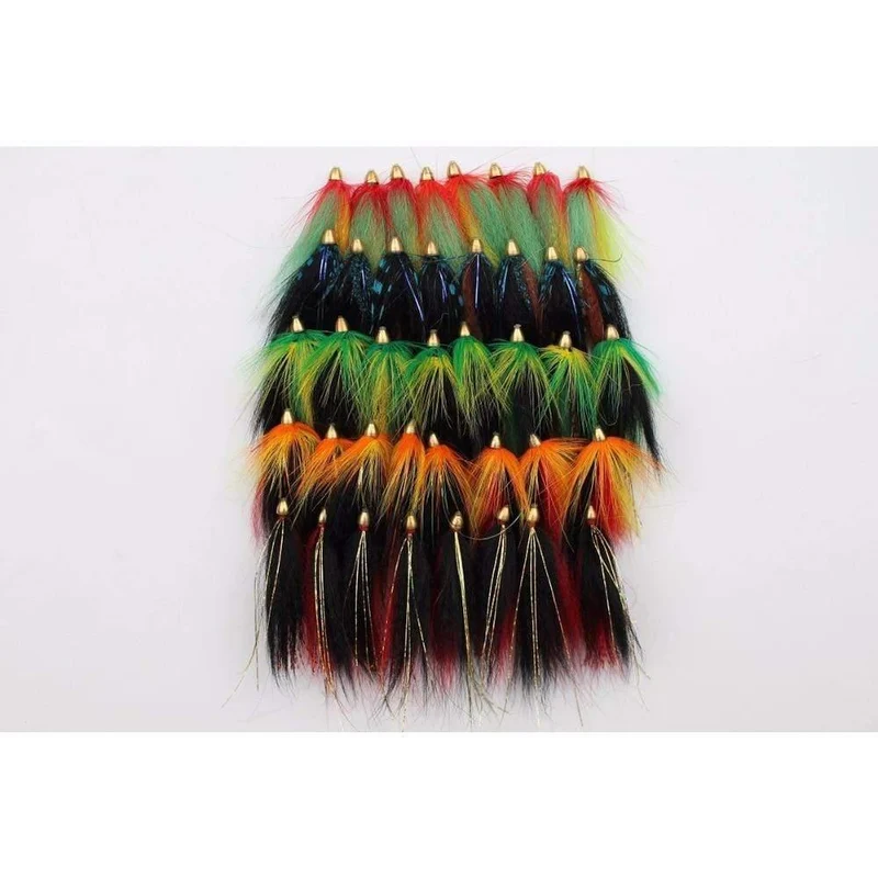 40 PC / Los Kegel-Hauptrohr-Fliege 5 sortierte Farben-populäres Luftschlangen-Fliegen-Lachsforelle Steelhead-Fliegen-Fischen fliegt die eingestellten Köder