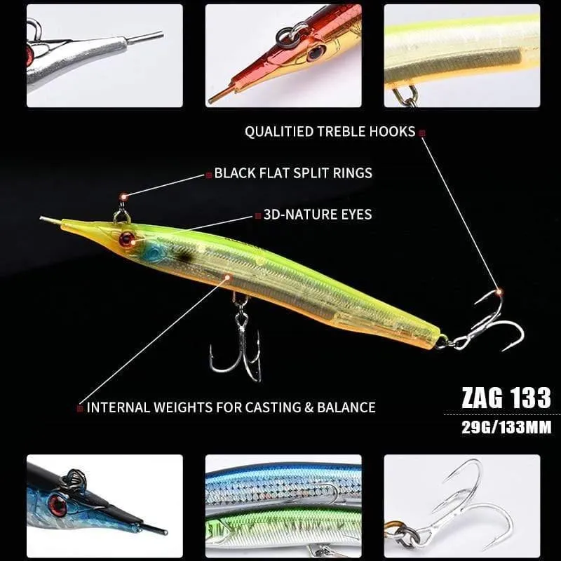 Needlefish Stick Needle Fishing Köder 133mm / 30g Sinking Pencil 3D Eyes Künstlicher Köder Sea Bass Salzwasser Köder