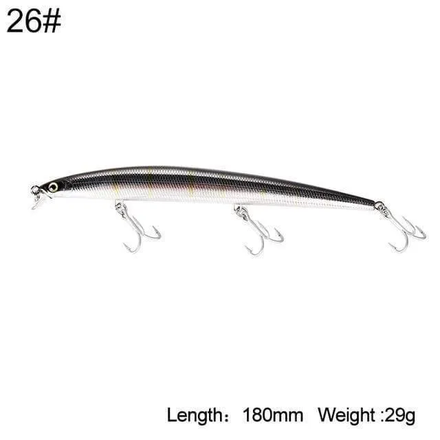 Fischköder Seefischerei Jerkbait Köder 180mm 29g / 33g Schwimmende langsam sinkende Wobbler Minnow Six Color Modell 5333-S