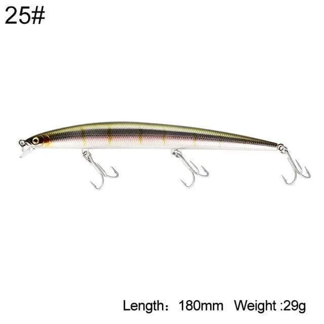 Fischköder Seefischerei Jerkbait Köder 180mm 29g / 33g Schwimmende langsam sinkende Wobbler Minnow Six Color Modell 5333-S
