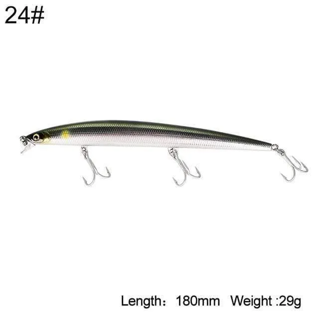 Fischköder Seefischerei Jerkbait Köder 180mm 29g / 33g Schwimmende langsam sinkende Wobbler Minnow Six Color Modell 5333-S