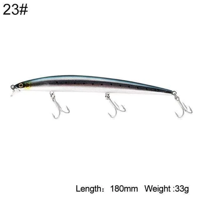 Fischköder Seefischerei Jerkbait Köder 180mm 29g / 33g Schwimmende langsam sinkende Wobbler Minnow Six Color Modell 5333-S