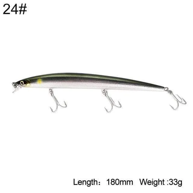 Fischköder Seefischerei Jerkbait Köder 180mm 29g / 33g Schwimmende langsam sinkende Wobbler Minnow Six Color Modell 5333-S