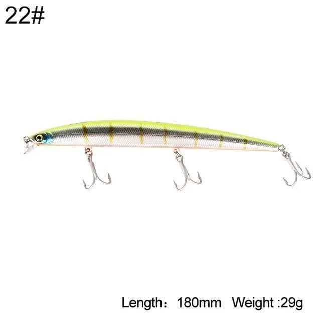 Fischköder Seefischerei Jerkbait Köder 180mm 29g / 33g Schwimmende langsam sinkende Wobbler Minnow Six Color Modell 5333-S