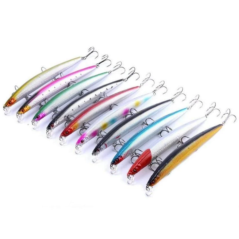 10 teile/satz Minnow Angeln Köder 18cm 26g Kunststoff Tiefe Meer Angeln Köder Schwimmende Köder Tackle Haken isca künstliche köder