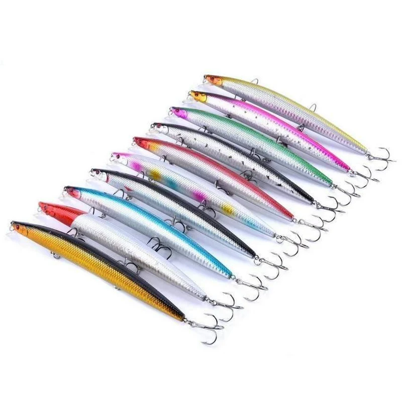 10 teile/satz Minnow Angeln Köder 18cm 26g Kunststoff Tiefe Meer Angeln Köder Schwimmende Köder Tackle Haken isca künstliche köder