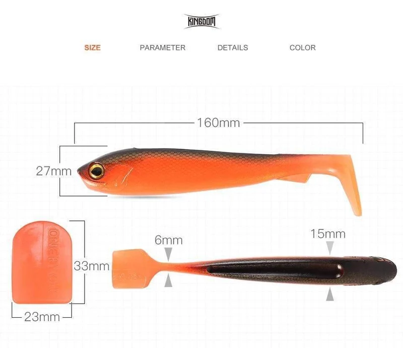Fischköder Weichköder Shad 160mm 40g T-Schwanz Wobbler PVC Material Sinking Action Paddle 2pcs / Bag Modell 8804