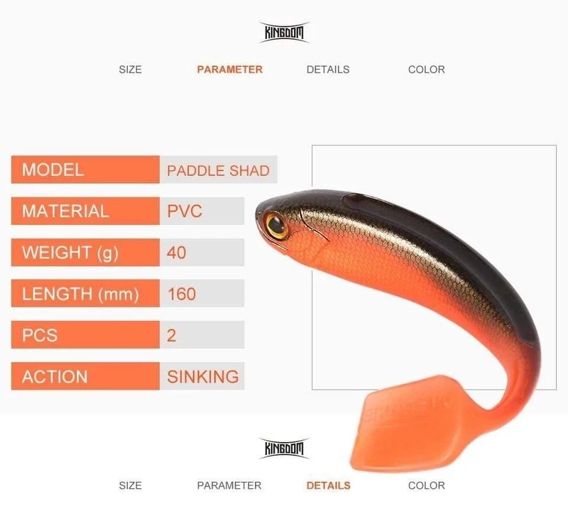 Fischköder Weichköder Shad 160mm 40g T-Schwanz Wobbler PVC Material Sinking Action Paddle 2pcs / Bag Modell 8804