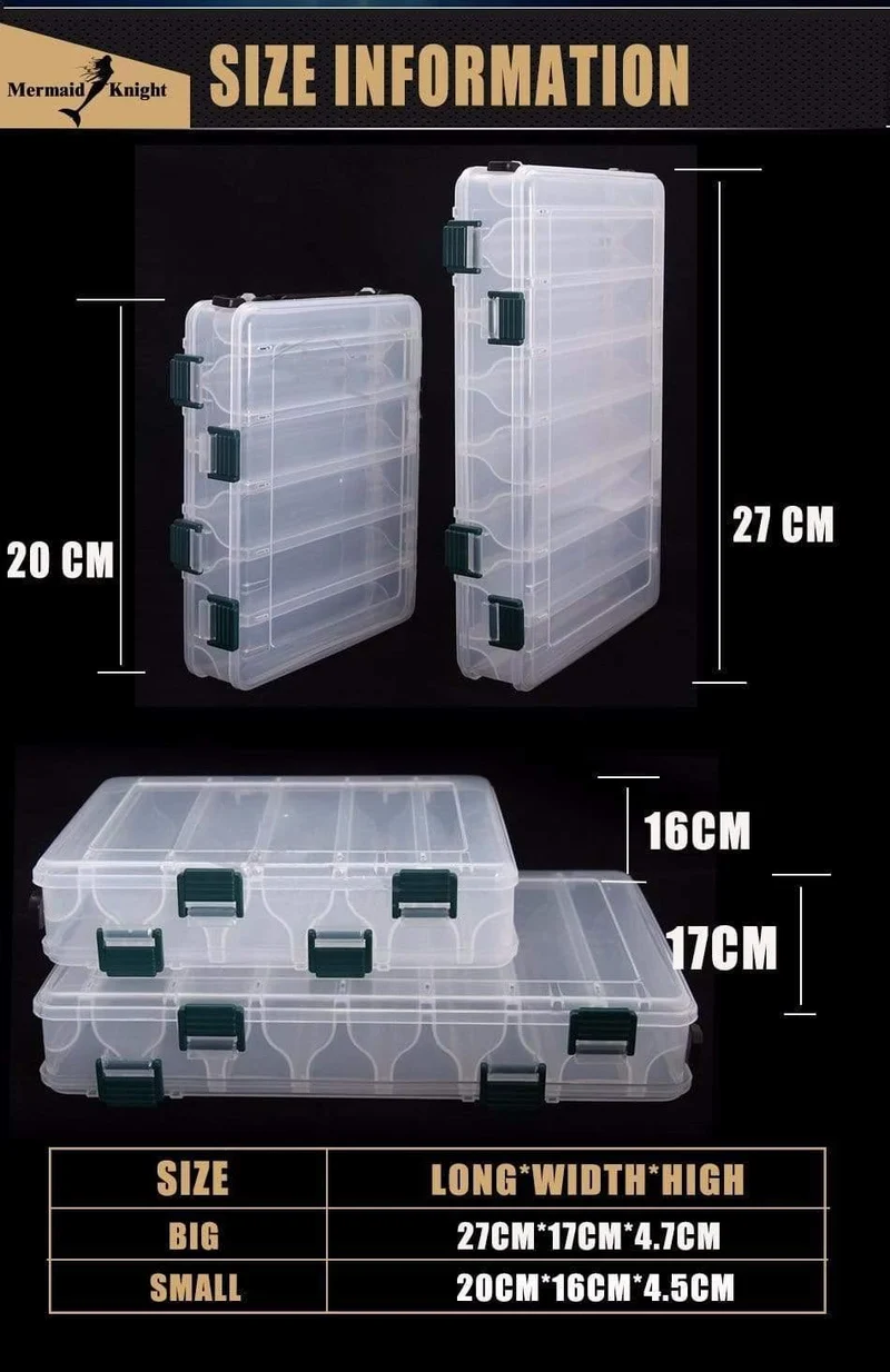 Angelköder-Box, doppelseitig, Spinner, Köder, Elritze, Popper, 14 Fächer, Angelgerät-Box