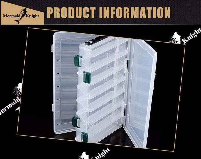 Angelköder-Box, doppelseitig, Spinner, Köder, Elritze, Popper, 14 Fächer, Angelgerät-Box