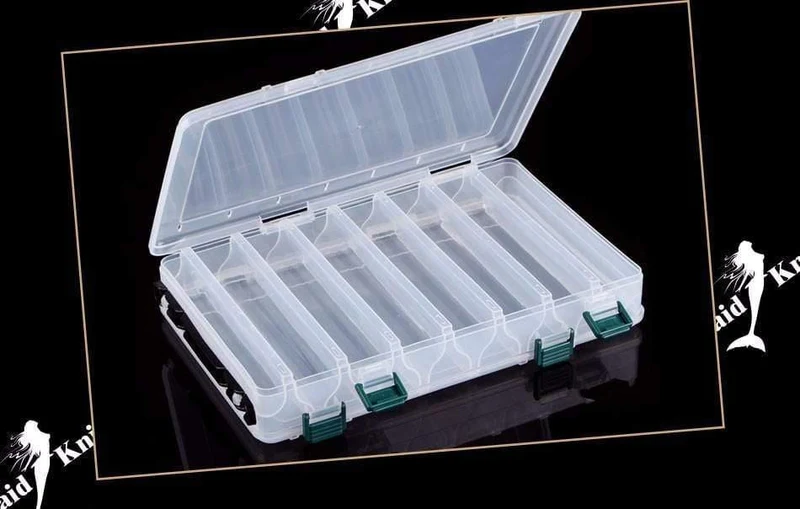 Angelköder-Box, doppelseitig, Spinner, Köder, Elritze, Popper, 14 Fächer, Angelgerät-Box