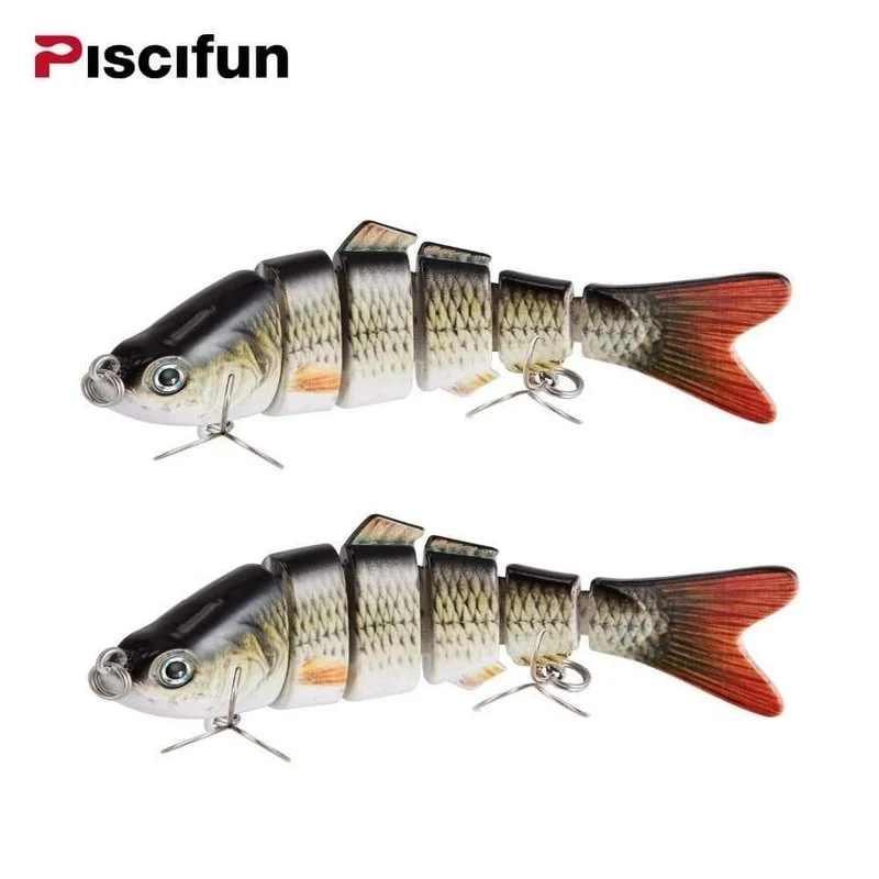 2 stück Angeln Köder 10cm 20g 3D Augen 6-Segment Angeln Harten Köder Crankbait Mit 2 Haken Angeln köder Pesca Cebo