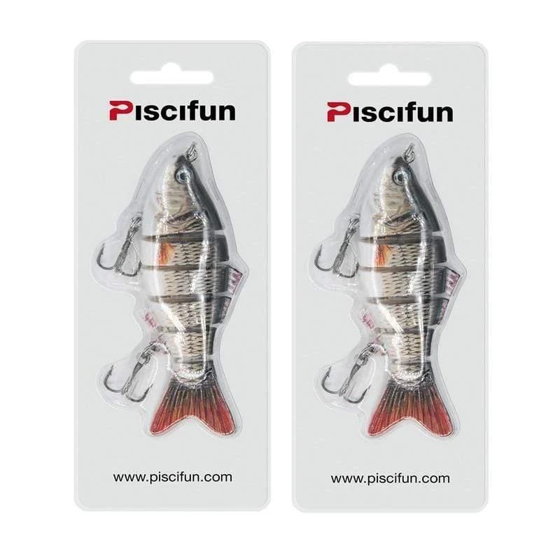 2 stück Angeln Köder 10cm 20g 3D Augen 6-Segment Angeln Harten Köder Crankbait Mit 2 Haken Angeln köder Pesca Cebo
