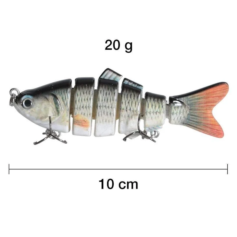 2 stück Angeln Köder 10cm 20g 3D Augen 6-Segment Angeln Harten Köder Crankbait Mit 2 Haken Angeln köder Pesca Cebo
