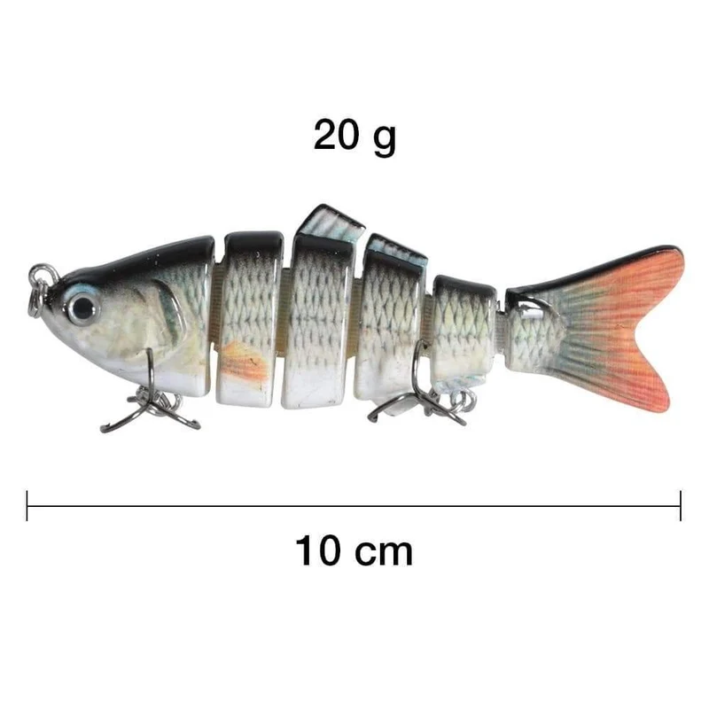 2 stück Angeln Köder 10cm 20g 3D Augen 6-Segment Angeln Harten Köder Crankbait Mit 2 Haken Angeln köder Pesca Cebo
