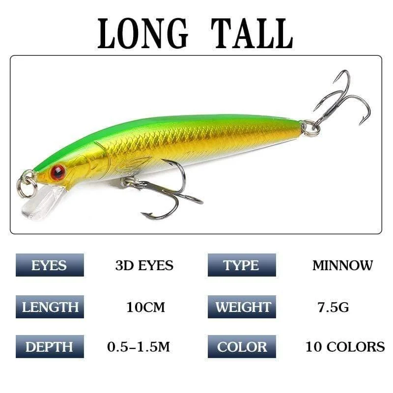 10 Teile/los 10cm 7.5g Harte Künstliche Wobbler Minnow Angeln Köder Locken Schwimmende Pesca Köder Fisch Lockt Für Ozean rilver