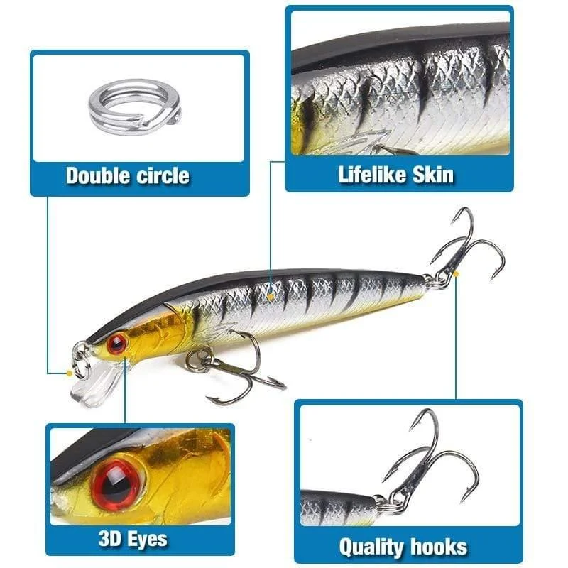 10 Teile/los 10cm 7.5g Harte Künstliche Wobbler Minnow Angeln Köder Locken Schwimmende Pesca Köder Fisch Lockt Für Ozean rilver