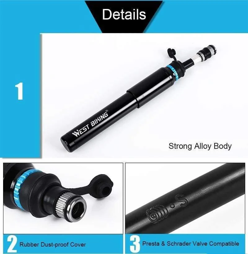 Tragbare Fahrradpumpe 150PSI Presta/Schrader Road MTB Mountainbike Pumpe Radfahren Inflator Handpumpe für Fahrrad