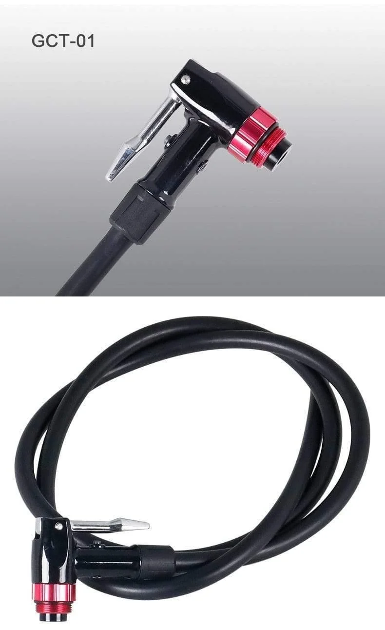 Fahrradpumpenadapter mit Schlauch, Daumenverschluss, passend für Schrader Presta F/VA/V, optionales Smart Valve Bleeder-Zubehör, Legierung