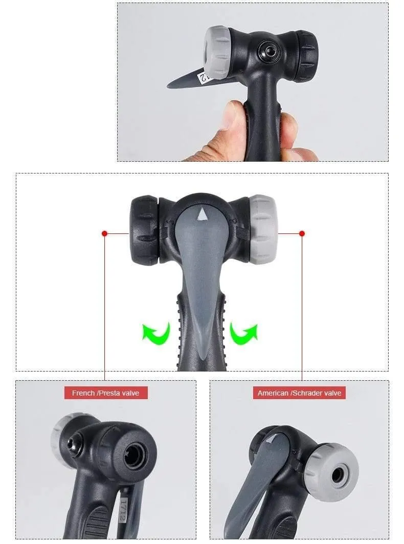 Fahrradpumpenadapter mit Schlauch, Daumenverschluss, passend für Schrader Presta F/VA/V, optionales Smart Valve Bleeder-Zubehör, Legierung