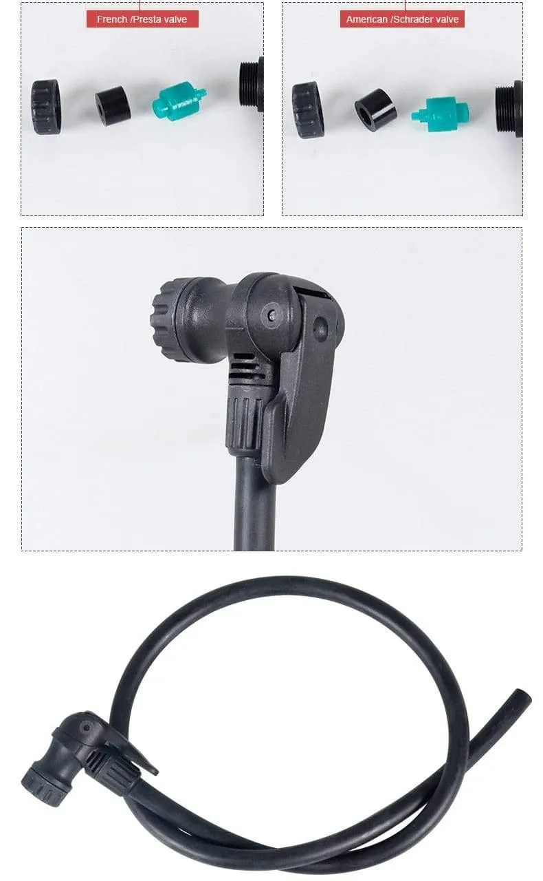 Fahrradpumpenadapter mit Schlauch, Daumenverschluss, passend für Schrader Presta F/VA/V, optionales Smart Valve Bleeder-Zubehör, Legierung