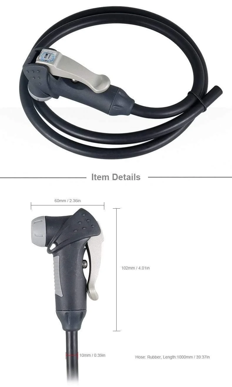 Fahrradpumpenadapter mit Schlauch, Daumenverschluss, passend für Schrader Presta F/VA/V, optionales Smart Valve Bleeder-Zubehör, Legierung