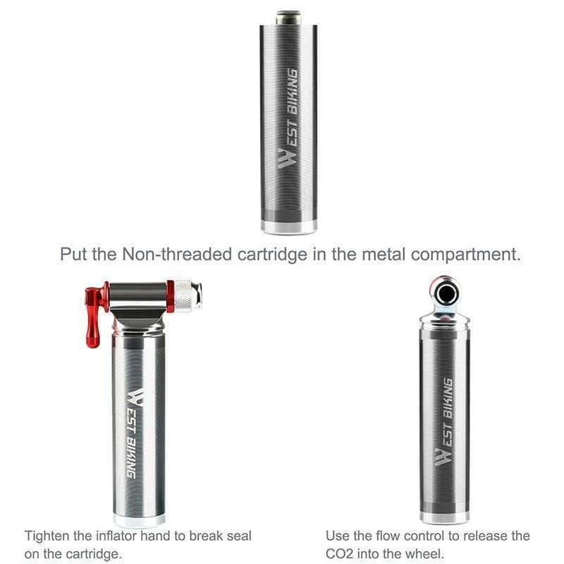 Tragbare Fahrradpumpe, Aluminiumlegierung, ultraleicht, Luft-CO2-Inflator, Fahrradpumpe, Schrader & Presta, Mini-Fahrradpumpe