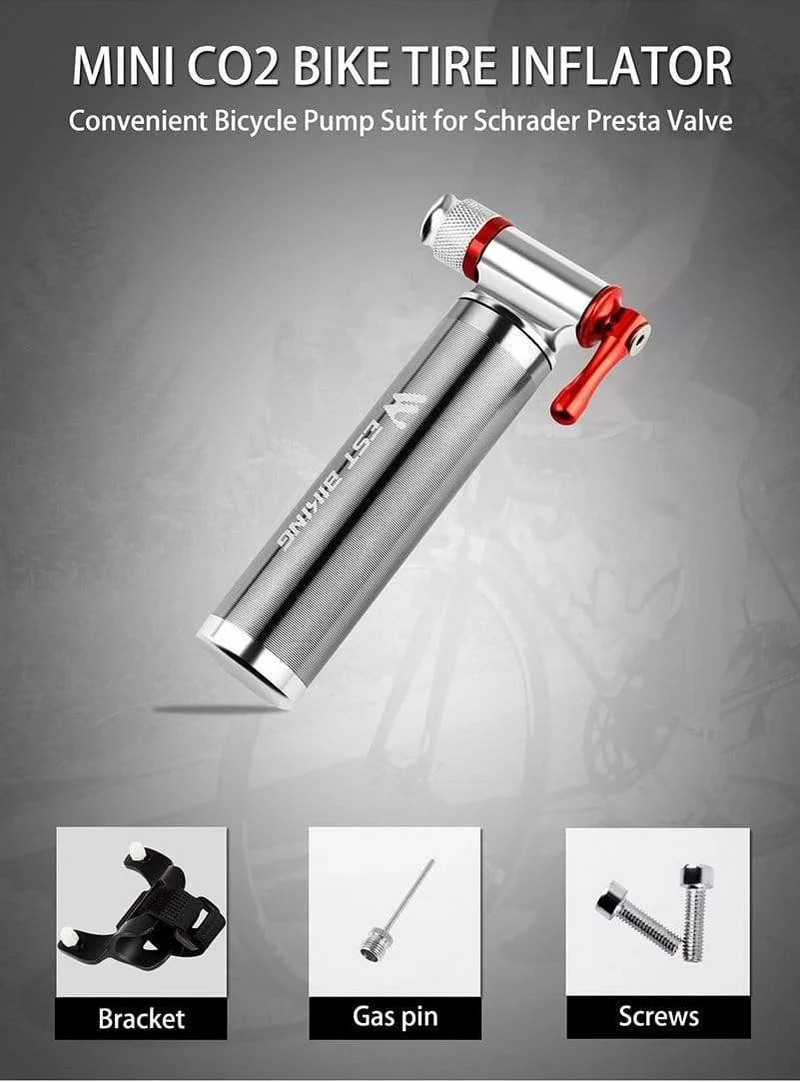 Tragbare Fahrradpumpe, Aluminiumlegierung, ultraleicht, Luft-CO2-Inflator, Fahrradpumpe, Schrader & Presta, Mini-Fahrradpumpe