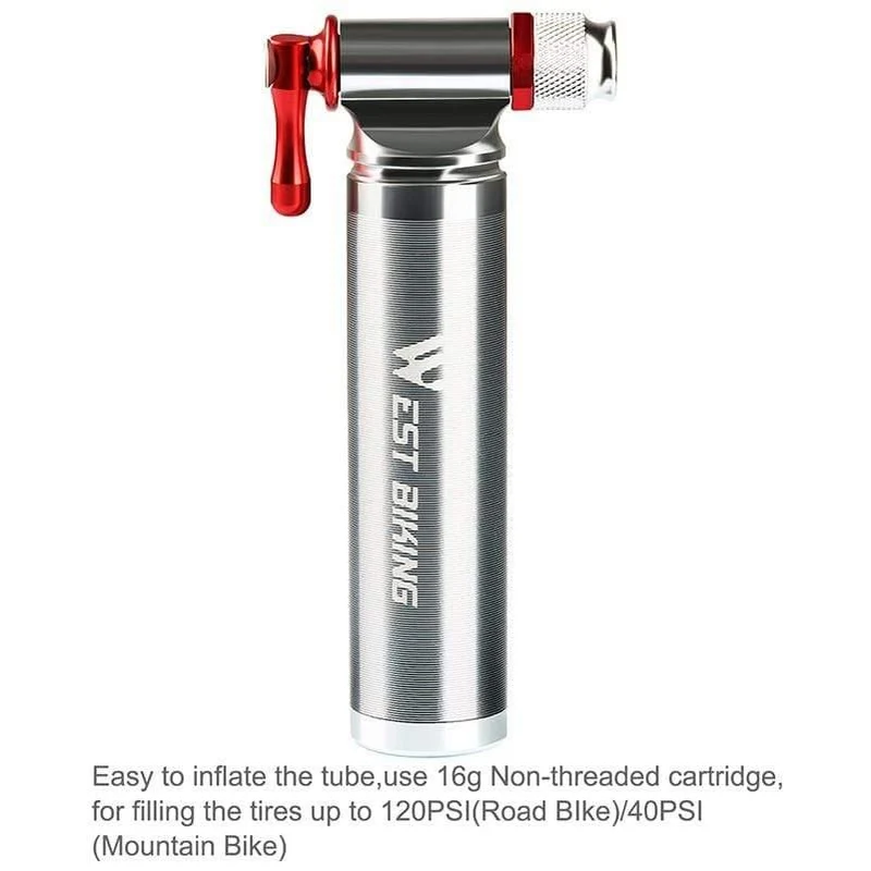 Tragbare Fahrradpumpe, Aluminiumlegierung, ultraleicht, Luft-CO2-Inflator, Fahrradpumpe, Schrader & Presta, Mini-Fahrradpumpe