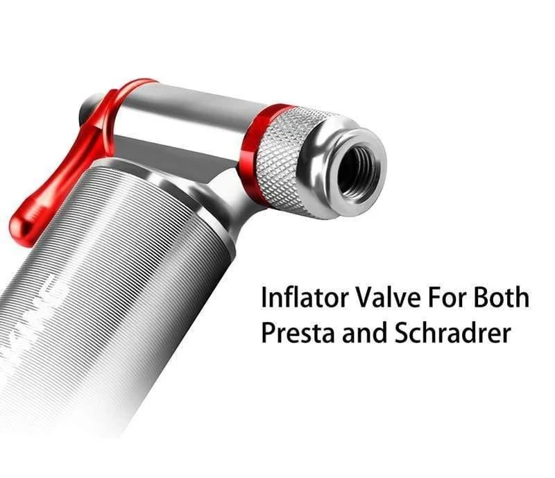 Tragbare Fahrradpumpe, Aluminiumlegierung, ultraleicht, Luft-CO2-Inflator, Fahrradpumpe, Schrader & Presta, Mini-Fahrradpumpe