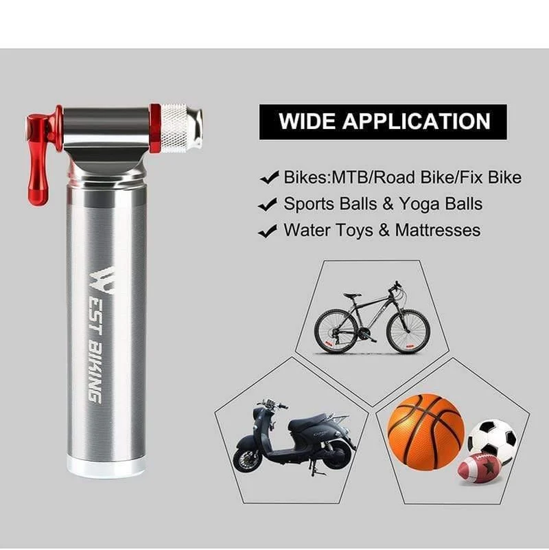 Tragbare Fahrradpumpe, Aluminiumlegierung, ultraleicht, Luft-CO2-Inflator, Fahrradpumpe, Schrader & Presta, Mini-Fahrradpumpe