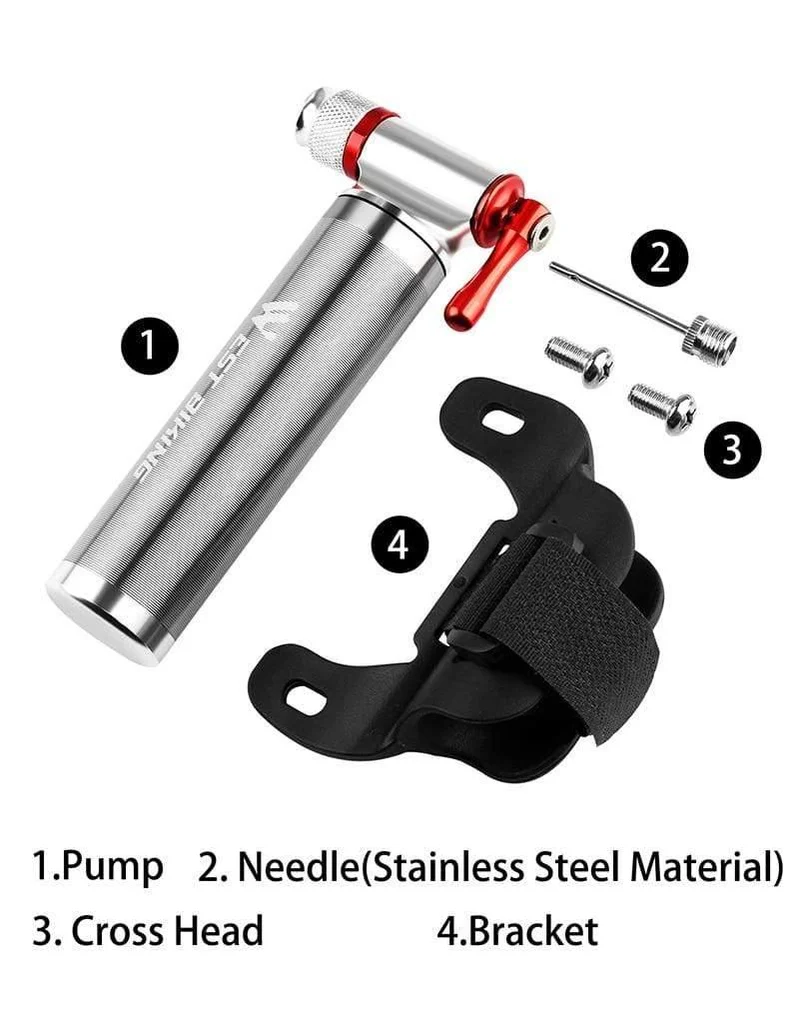 Tragbare Fahrradpumpe, Aluminiumlegierung, ultraleicht, Luft-CO2-Inflator, Fahrradpumpe, Schrader & Presta, Mini-Fahrradpumpe