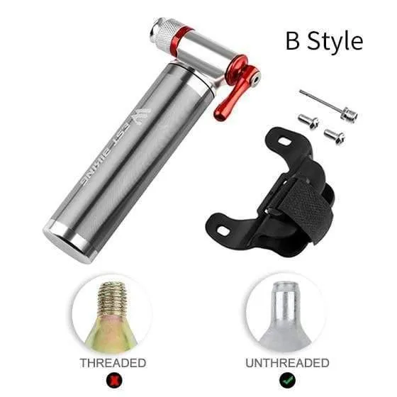 Tragbare Fahrradpumpe, Aluminiumlegierung, ultraleicht, Luft-CO2-Inflator, Fahrradpumpe, Schrader & Presta, Mini-Fahrradpumpe