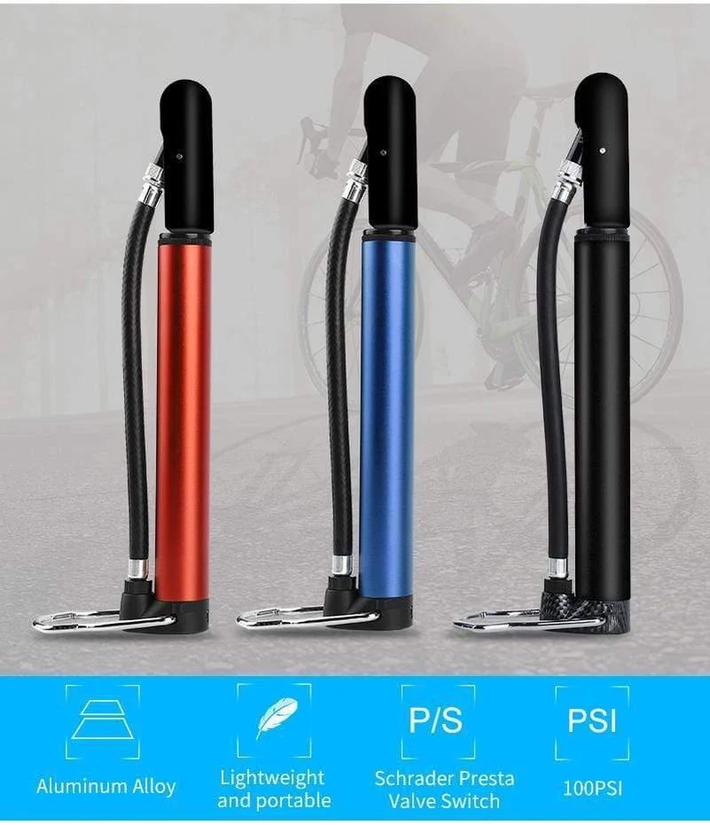 Fahrradpumpe, Fahrradreifen Tragbarer Inflator Luftpumpe 100PSI Mountain Road Bike Zubehör für Radfahren MTB Fahrradpumpe