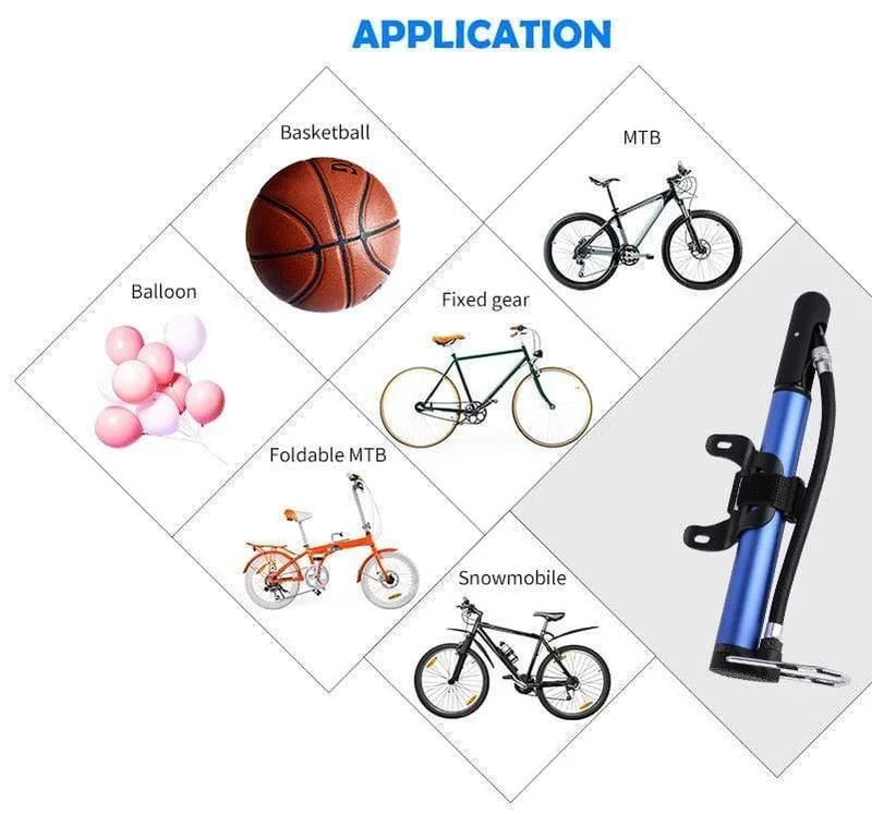 Fahrradpumpe, Fahrradreifen Tragbarer Inflator Luftpumpe 100PSI Mountain Road Bike Zubehör für Radfahren MTB Fahrradpumpe