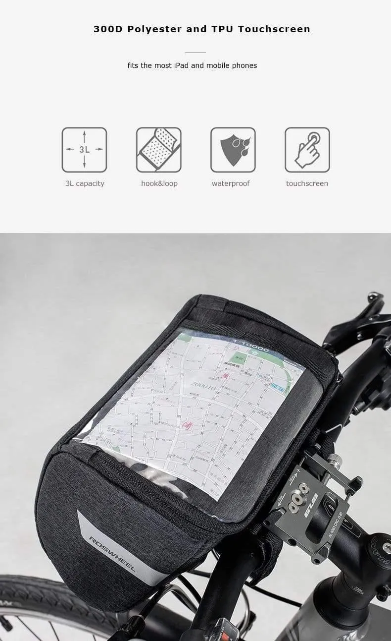 Mountain Road 111467 Wasserabweisende Touchscreen Fahrradlenkertasche für Karten oder Mobiltelefone