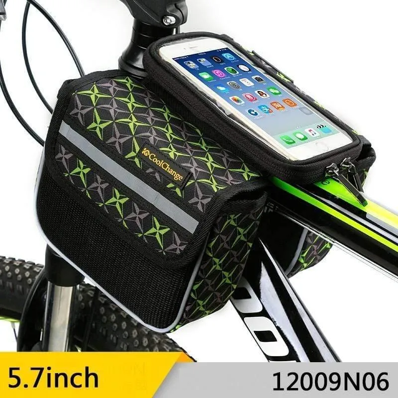 Radfahren Fahrrad Frontrahmen Tasche Tube Pannier Doppeltasche für Handy Fahrradzubehör Reittasche