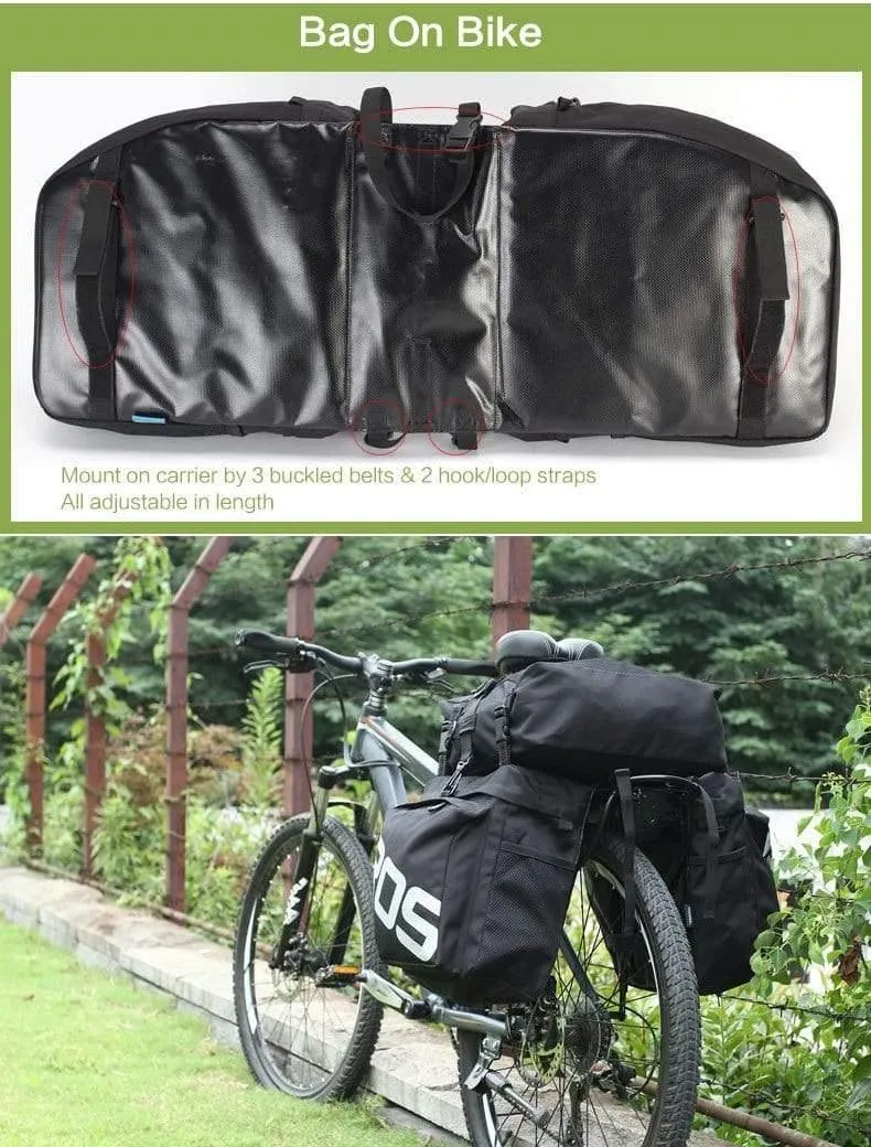 Fahrradträgertasche, Gepäckträger, Kofferraum, 37 l, Fahrradgepäck, Rücksitztasche, 2 Farben, 3 Taschen, Aufbewahrung für Fahrradsattel, 14892