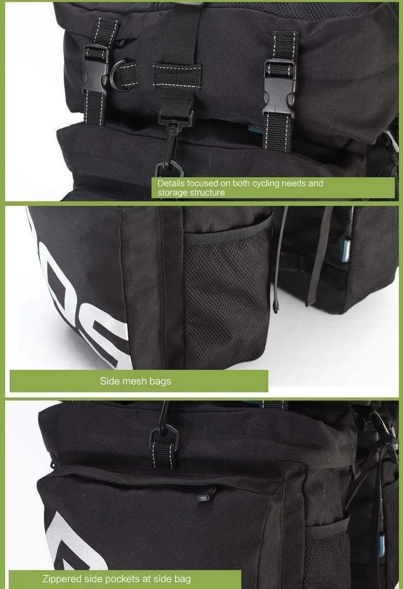 Fahrradträgertasche, Gepäckträger, Kofferraum, 37 l, Fahrradgepäck, Rücksitztasche, 2 Farben, 3 Taschen, Aufbewahrung für Fahrradsattel, 14892