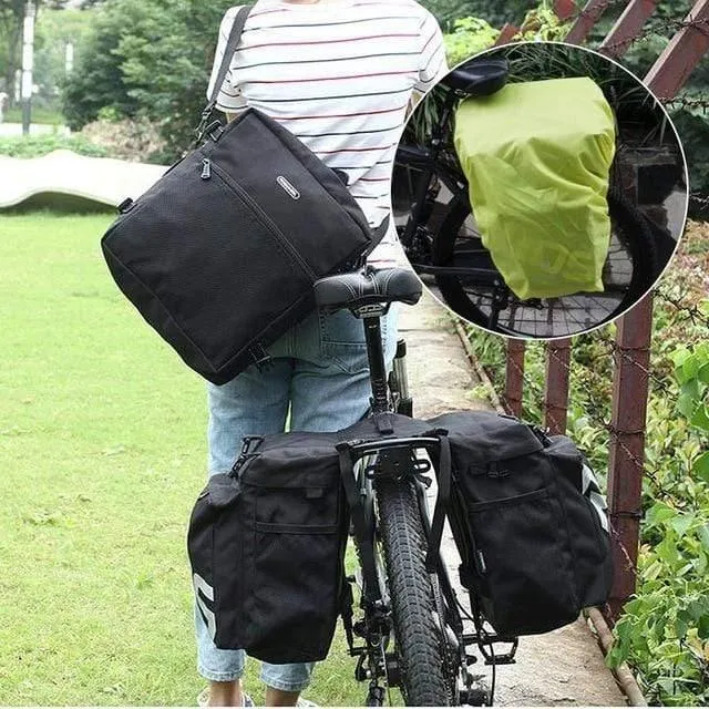 Fahrradträgertasche, Gepäckträger, Kofferraum, 37 l, Fahrradgepäck, Rücksitztasche, 2 Farben, 3 Taschen, Aufbewahrung für Fahrradsattel, 14892