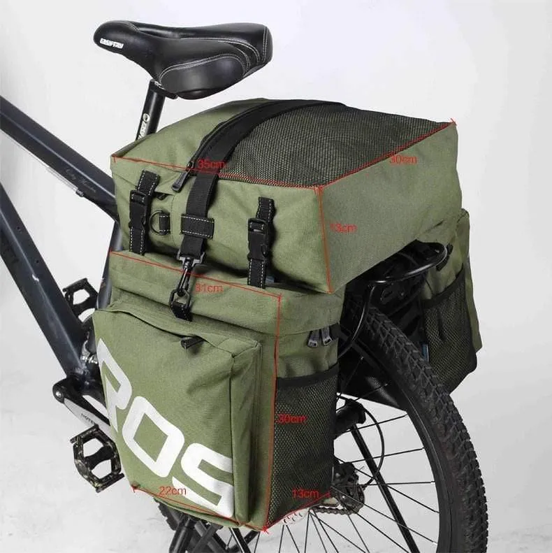 Fahrradträgertasche, Gepäckträger, Kofferraum, 37 l, Fahrradgepäck, Rücksitztasche, 2 Farben, 3 Taschen, Aufbewahrung für Fahrradsattel, 14892