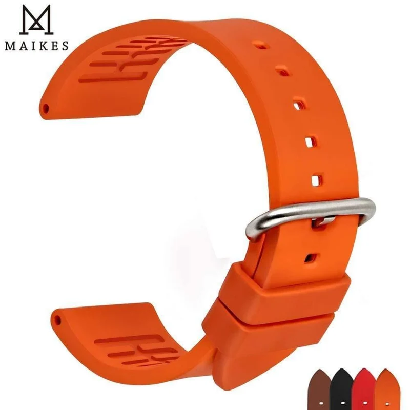 20mm 22mm 24mm Fluorkautschuk-Uhrenarmbänder Orange Sport Smart Uhrenarmband Armband Zubehör Armband Gürtel