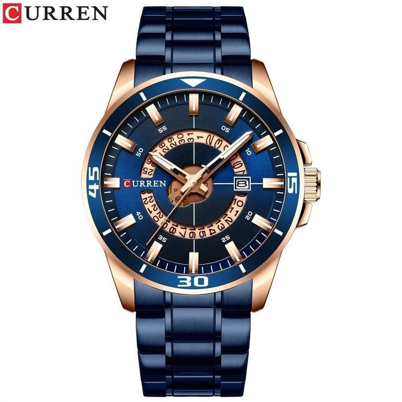 Herrenuhr, blaues Zifferblatt, Edelstahl, wasserdicht, Herrenuhren, Luxus-Business-Analog-Quarz-Herrenuhren, modisch