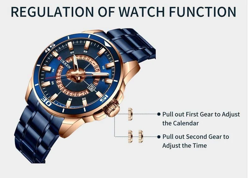 Herrenuhr, blaues Zifferblatt, Edelstahl, wasserdicht, Herrenuhren, Luxus-Business-Analog-Quarz-Herrenuhren, modisch